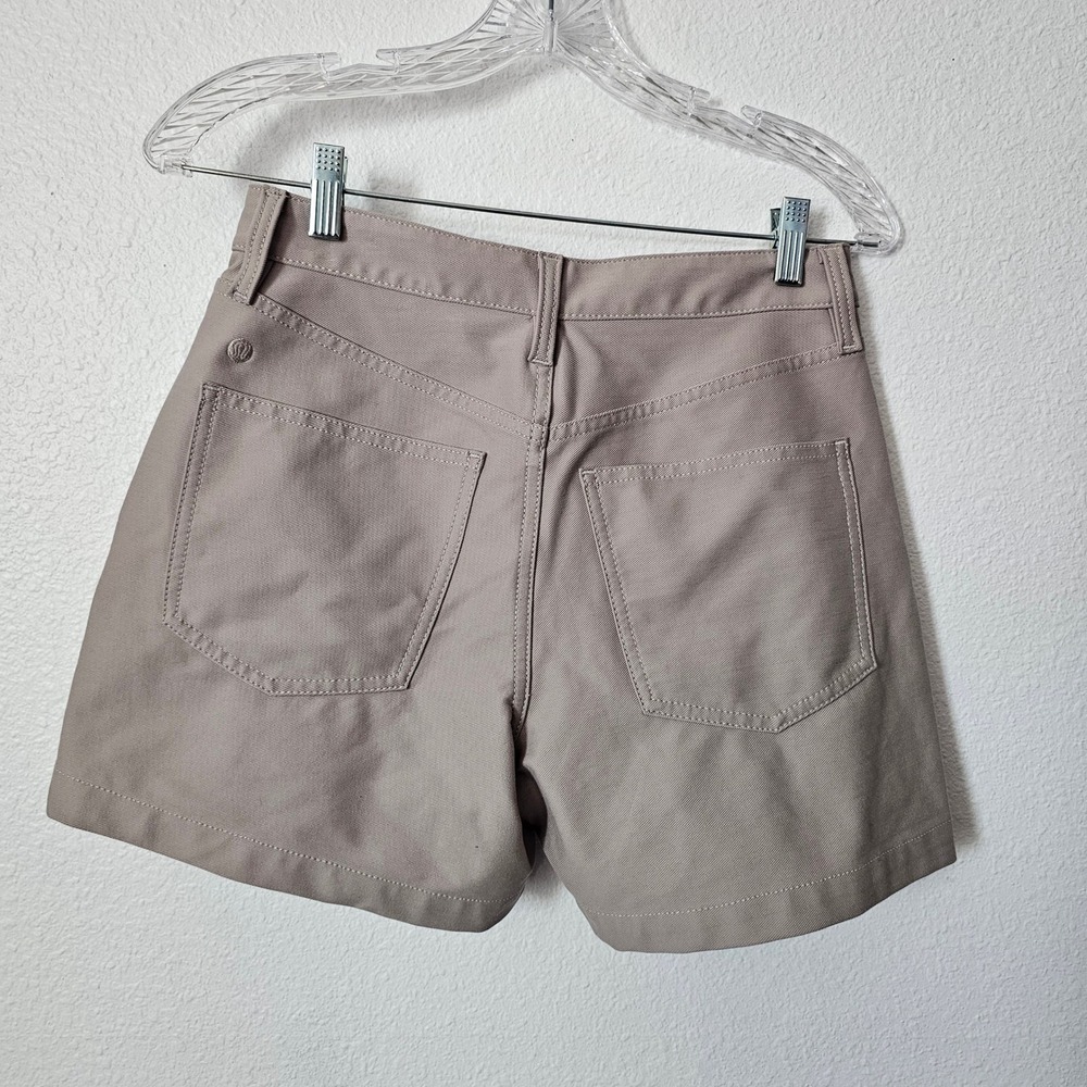 Lululemon City Sleek 5 Pocket High-Rise Short 4" Taupe Warpstreme LW7DVCS 25 - Picture 3 of 5